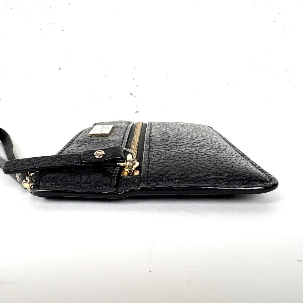 Kate Spade New York Highland Place Bee Wristlet Black Pebbled Leather Gold Zip - Picture 13 of 13